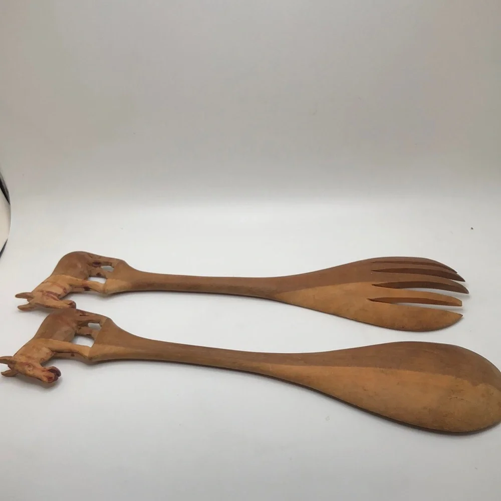 Artisan Brown Wooden Serving Utensils